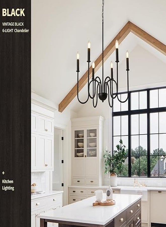 WOKE Chandelier Light for Ceiling | 6 Light Modern Hanging Lamp, Jhoomar for Living & Dining Room (Black Metal, E14 Holder, Adjustable Chain) (Bulb not Included) - Image 2